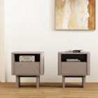 Manhattan Comfort Ella Modern 20" Nightstand in Mocha (1-Drawer) - Set of 2