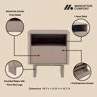 Manhattan Comfort Ella Modern 20" Nightstand in Mocha (1-Drawer) - Set of 2