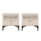 Manhattan Comfort Amara Modern 20" Nightstand in Pale Rose and White (1-Drawer) - Set of 2