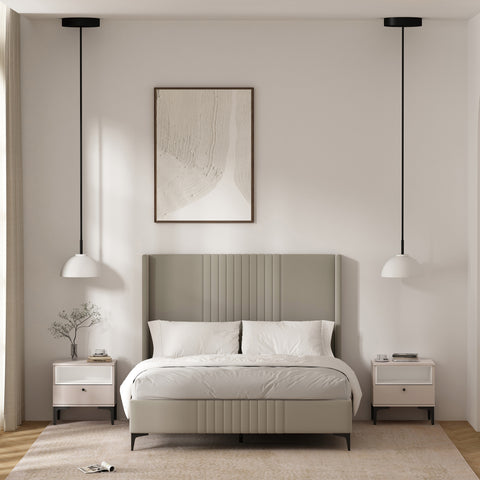 Manhattan Comfort Amara Modern 20" Nightstand in Pale Rose and White (1-Drawer) - Set of 2