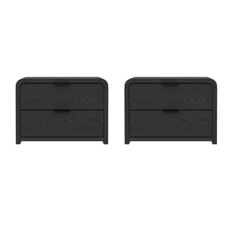 Manhattan Comfort Grace Modern 28" Nightstand in Black (2-Drawer) - Set of 2