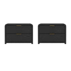 Manhattan Comfort Grace Modern 28" Nightstand in Black and Gold (2-Drawer) - Set of 2