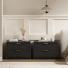 Manhattan Comfort Grace Modern 28" Nightstand in Black and Gold (2-Drawer) - Set of 2