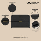 Manhattan Comfort Grace Modern 28" Nightstand in Black and Gold (2-Drawer) - Set of 2