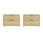 Manhattan Comfort Grace Modern 28" Nightstand in Natural Oak and Gold (2-Drawer) - Set of 2