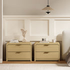 Manhattan Comfort Grace Modern 28" Nightstand in Natural Oak and Gold (2-Drawer) - Set of 2