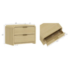 Manhattan Comfort Grace Modern 28" Nightstand in Natural Oak and Gold (2-Drawer) - Set of 2