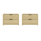 Manhattan Comfort Grace Modern 28" Nightstand in Natural Oak and Black (2-Drawer) - Set of 2