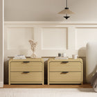 Manhattan Comfort Grace Modern 28" Nightstand in Natural Oak and Black (2-Drawer) - Set of 2
