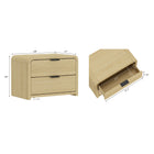 Manhattan Comfort Grace Modern 28" Nightstand in Natural Oak and Black (2-Drawer) - Set of 2