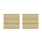 Manhattan Comfort Molly Modern 26" Nightstand in Natural Oak (3-Drawer) - Set of 2