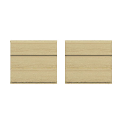 Manhattan Comfort Molly Modern 26" Nightstand in Natural Oak (3-Drawer) - Set of 2