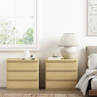 Manhattan Comfort Molly Modern 26" Nightstand in Natural Oak (3-Drawer) - Set of 2