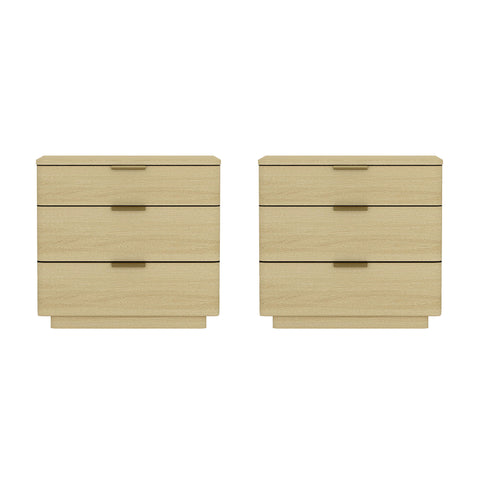 Manhattan Comfort Payton Modern 26" Nightstand in Natural Oak (3-Drawer) - Set of 2