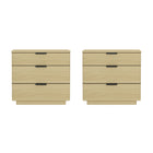 Manhattan Comfort Payton Modern 26" Nightstand in Natural Oak (3-Drawer) - Set of 2
