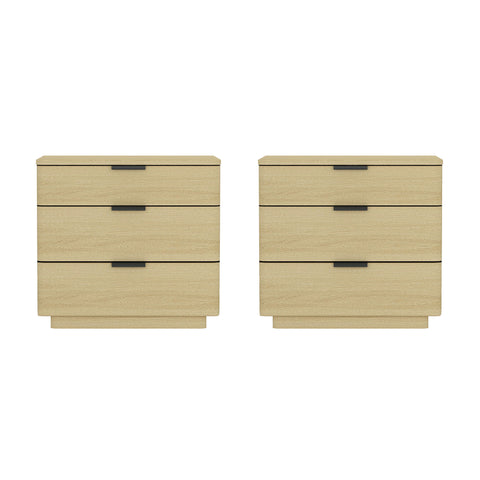 Manhattan Comfort Payton Modern 26" Nightstand in Natural Oak (3-Drawer) - Set of 2