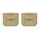 Manhattan Comfort Olivia Modern 27" Nightstand in Natural Oak (2-Drawer) - Set of 2