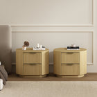 Manhattan Comfort Olivia Modern 27" Nightstand in Natural Oak (2-Drawer) - Set of 2 - 2-NS010-GNO