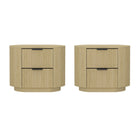 Manhattan Comfort Olivia Modern 27" Nightstand in Natural Oak (2-Drawer) - Set of 2