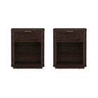 Manhattan Comfort Evelyn Modern 20" Nightstand in Brown (1-Drawer) - Set of 2