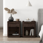Manhattan Comfort Evelyn Modern 20" Nightstand in Brown (1-Drawer) - Set of 2