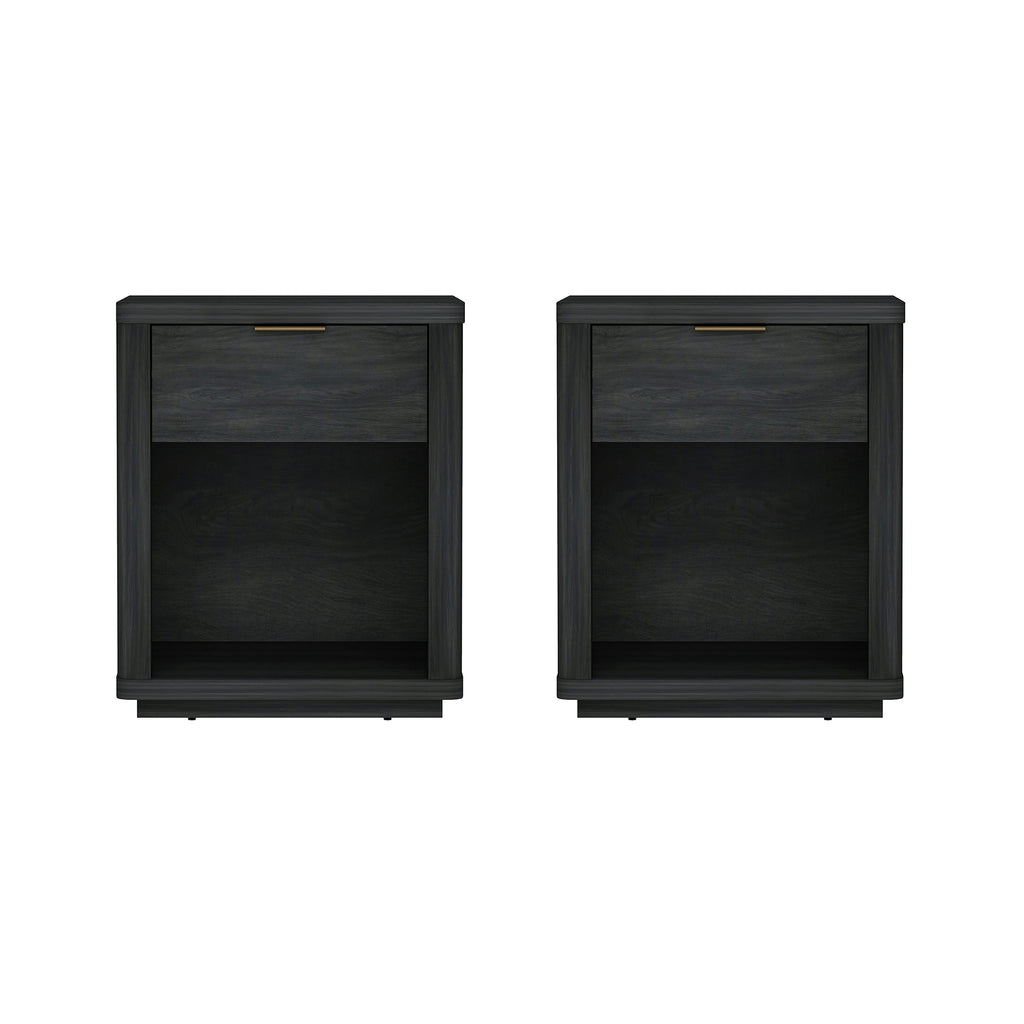 Manhattan Comfort Evelyn Modern 20" Nightstand in Charcoal Gray (1-Drawer) - Set of 2