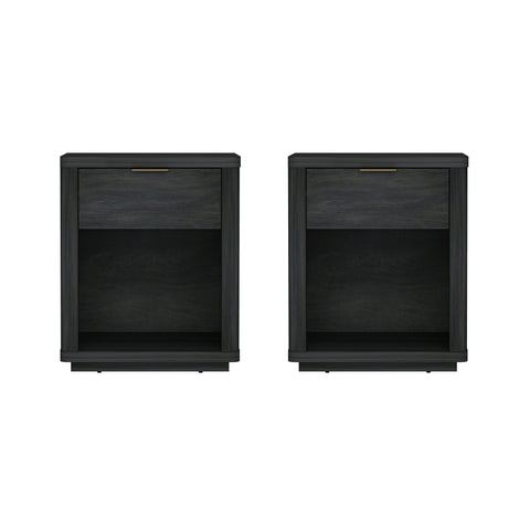 Manhattan Comfort Evelyn Modern 20" Nightstand in Charcoal Gray (1-Drawer) - Set of 2