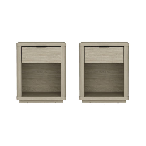 Manhattan Comfort Evelyn Modern 20" Nightstand in Natural (1-Drawer) - Set of 2