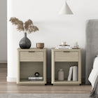 Manhattan Comfort Evelyn Modern 20" Nightstand in Natural (1-Drawer) - Set of 2