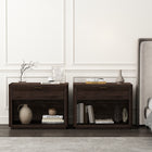 Manhattan Comfort Evelyn Modern 32" Nightstand in Brown (1-Drawer) - Set of 2