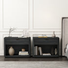 Manhattan Comfort Evelyn Modern 32" Nightstand in Charcoal Gray (1-Drawer) - Set of 2