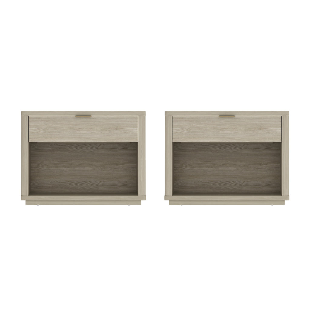 Manhattan Comfort Evelyn Modern 32" Nightstand in Natural (1-Drawer) - Set of 2