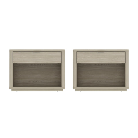 Manhattan Comfort Evelyn Modern 32" Nightstand in Natural (1-Drawer) - Set of 2