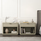 Manhattan Comfort Evelyn Modern 32" Nightstand in Natural (1-Drawer) - Set of 2