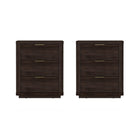 Manhattan Comfort Evelyn Modern 20" Nightstand in Brown (3-Drawer) - Set of 2