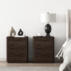 Manhattan Comfort Evelyn Modern 20" Nightstand in Brown (3-Drawer) - Set of 2