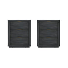 Manhattan Comfort Evelyn Modern 20" Nightstand in Charcoal Gray (3-Drawer) - Set of 2