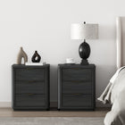 Manhattan Comfort Evelyn Modern 20" Nightstand in Charcoal Gray (3-Drawer) - Set of 2