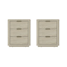 Manhattan Comfort Evelyn Modern 20" Nightstand in Natural (3-Drawer) - Set of 2