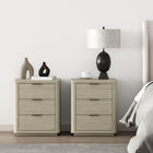 Manhattan Comfort Evelyn Modern 20" Nightstand in Natural (3-Drawer) - Set of 2
