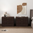 Manhattan Comfort Evelyn Modern 32" Nightstand in Brown (3-Drawer) - Set of 2