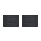 Manhattan Comfort Evelyn Modern 32" Nightstand in Charcoal Gray (3-Drawer) - Set of 2