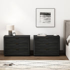 Manhattan Comfort Evelyn Modern 32" Nightstand in Charcoal Gray (3-Drawer) - Set of 2
