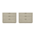 Manhattan Comfort Evelyn Modern 32" Nightstand in Natural (3-Drawer) - Set of 2