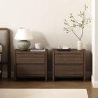 Manhattan Comfort Linda Modern 24" Nightstand in Walnut Brown (2-Drawer) - Set of 2