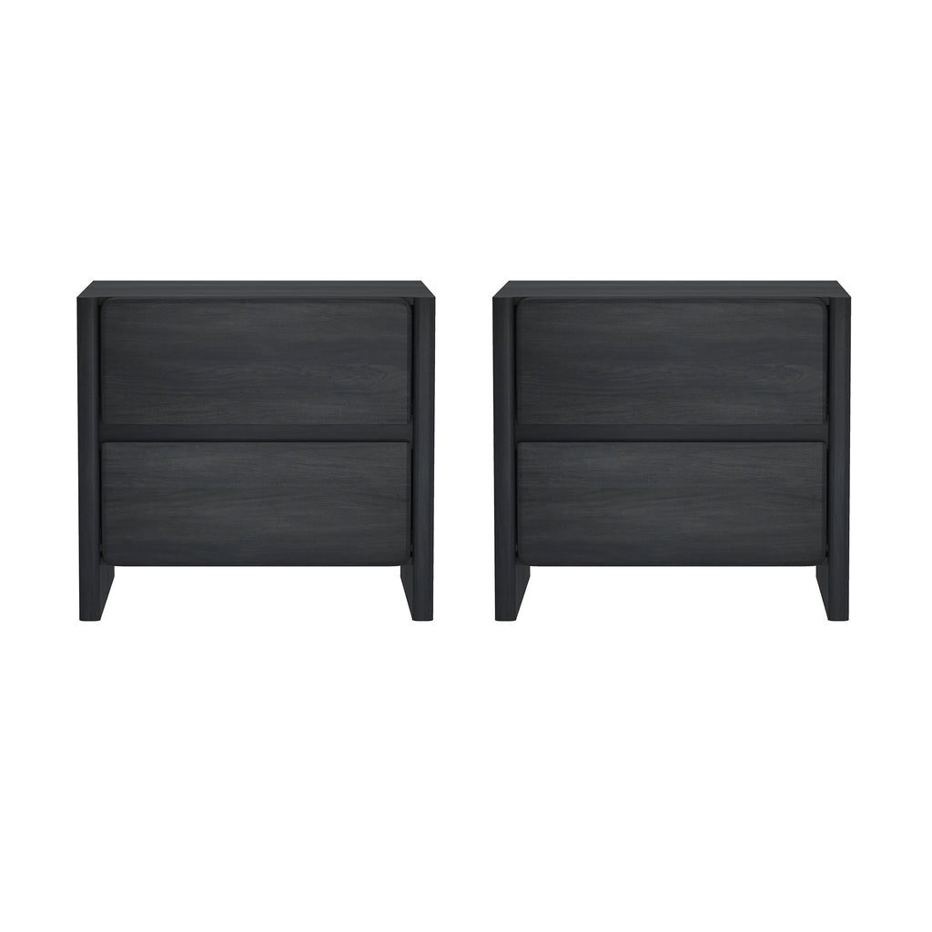 Manhattan Comfort Linda Modern 24" Nightstand in Charcoal Gray (2-Drawer) - Set of 2
