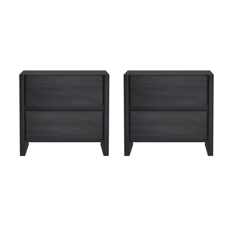 Manhattan Comfort Linda Modern 24" Nightstand in Charcoal Gray (2-Drawer) - Set of 2