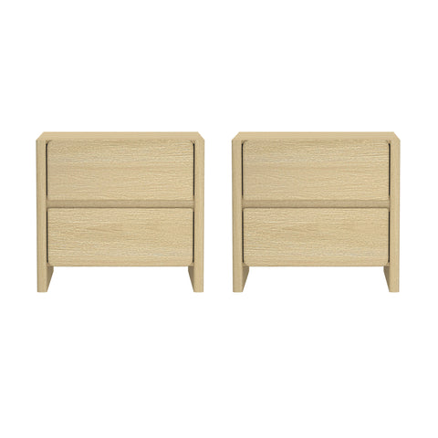 Manhattan Comfort Linda Modern 24" Nightstand in Natural Oak (2-Drawer) - Set of 2