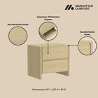 Manhattan Comfort Linda Modern 24" Nightstand in Natural Oak (2-Drawer) - Set of 2
