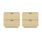 Manhattan Comfort Chrystie Contemporary Modern 26" Nightstand in Natural (2-Drawer) - Set of 2